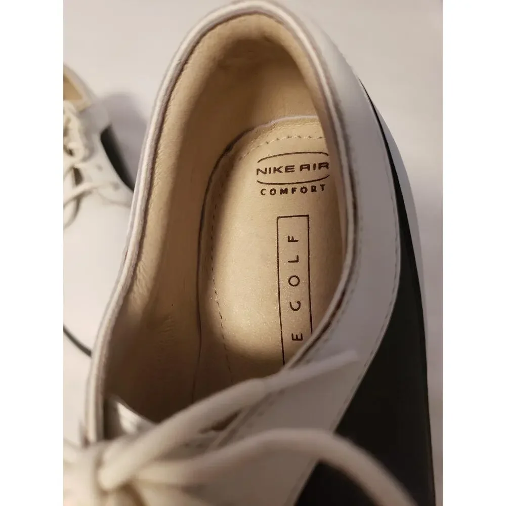 Nike Air Verdana Last Golf Shoes Wmn 6.5 White Black Leather Nike Golf New NWOB
